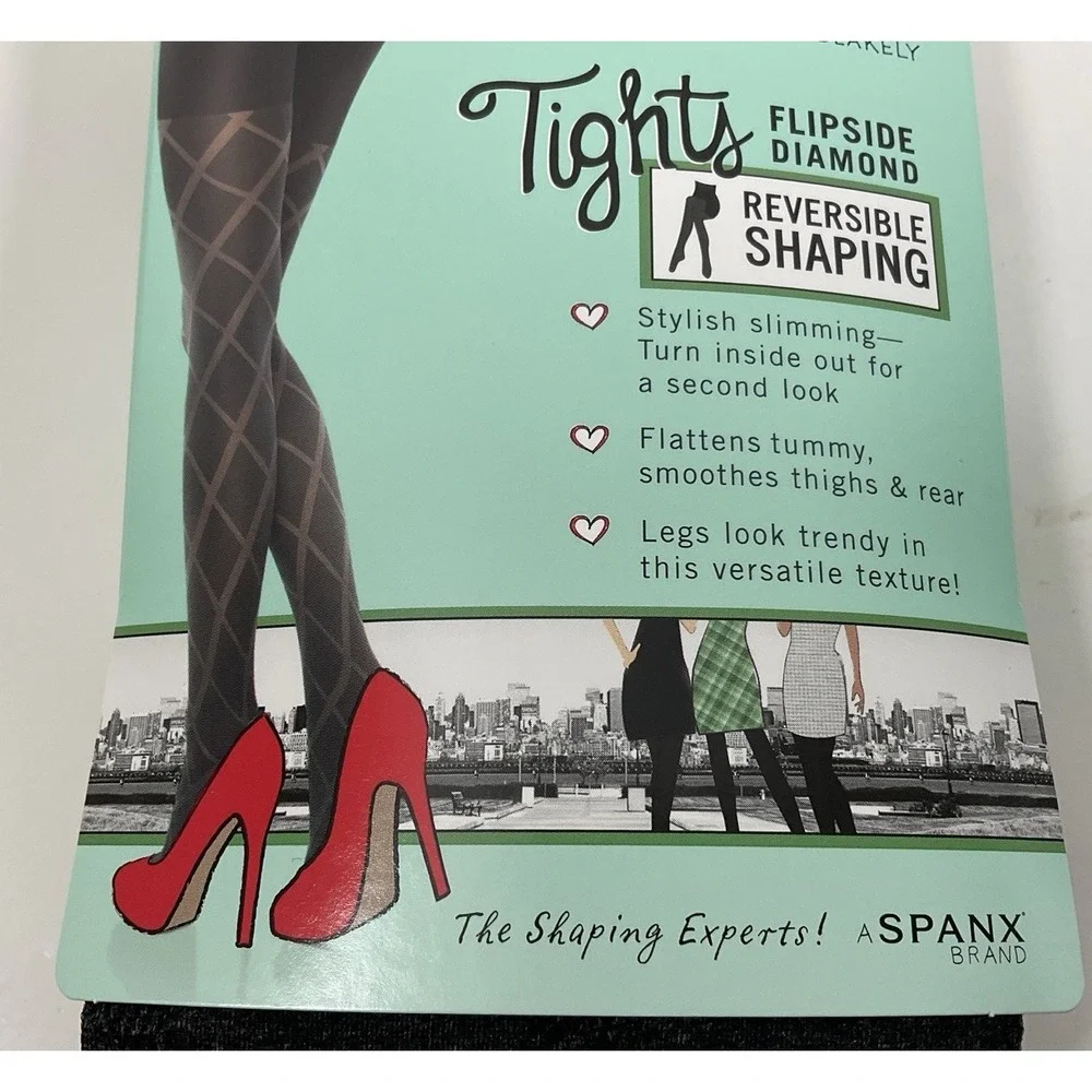 NIP Spanx Love Your Assets Flipside Diamond Reversible Shaping Tights Black Sz 1